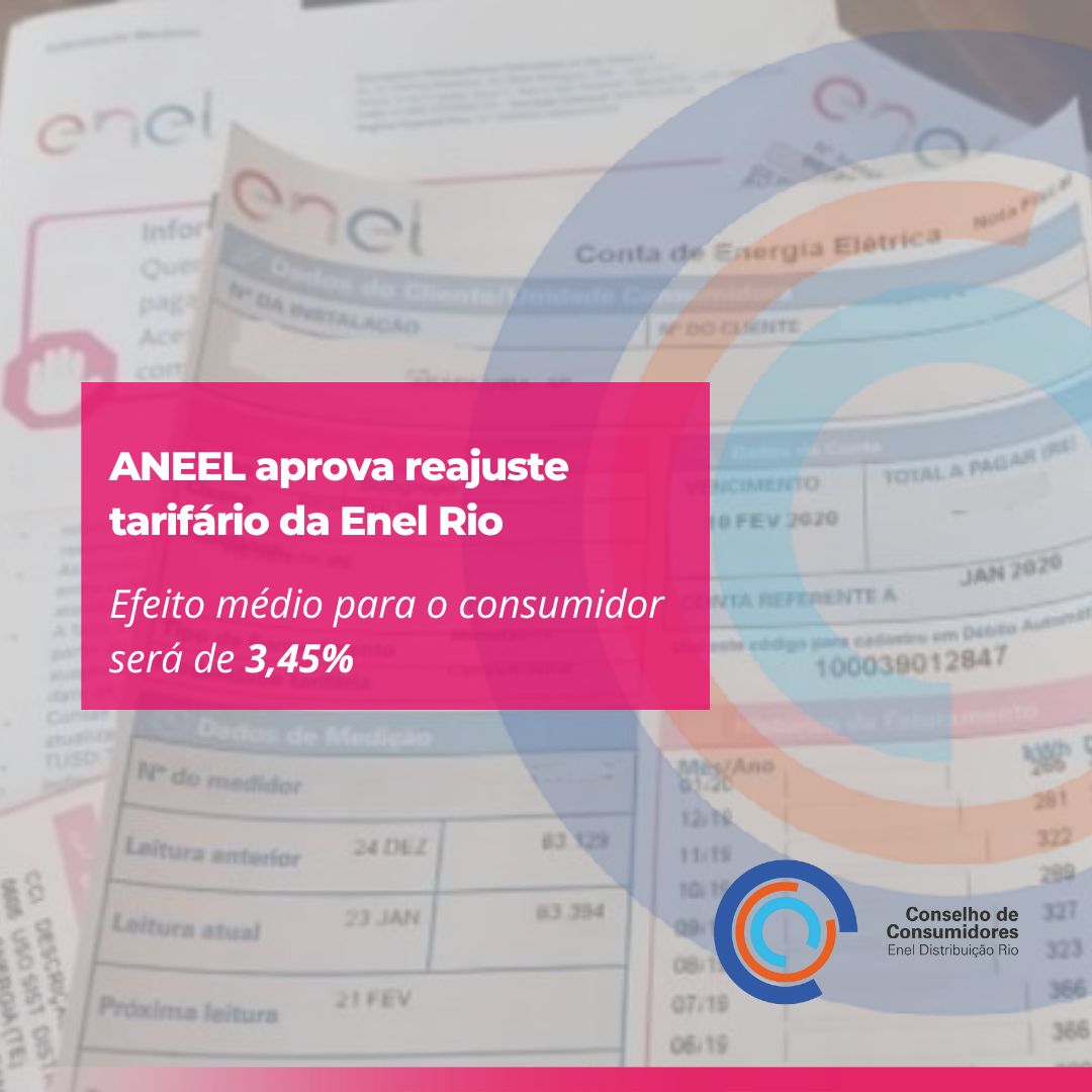 Reajuste médio da Enel Rio será de 3,45%